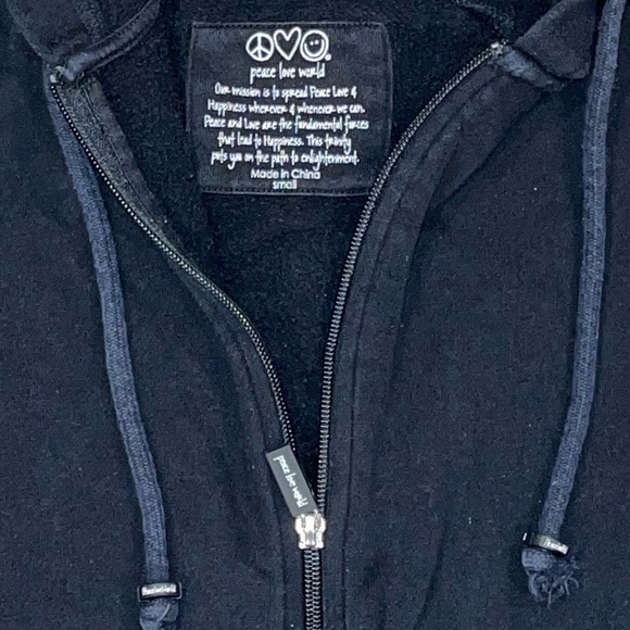 Peace Love World Women’s Black Zip-Up Hoodie Size Small - Picture 5 of 8